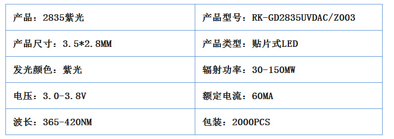 紫光灯珠_厂家供应2835紫光28335灯珠uvled2835紫色led灯珠365nm-430nm