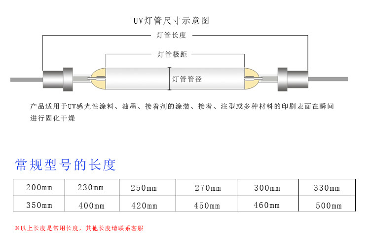 2KW220v2000W紫外线UV固化灯高压汞灯UV油墨用灯UV水银灯厂家供应