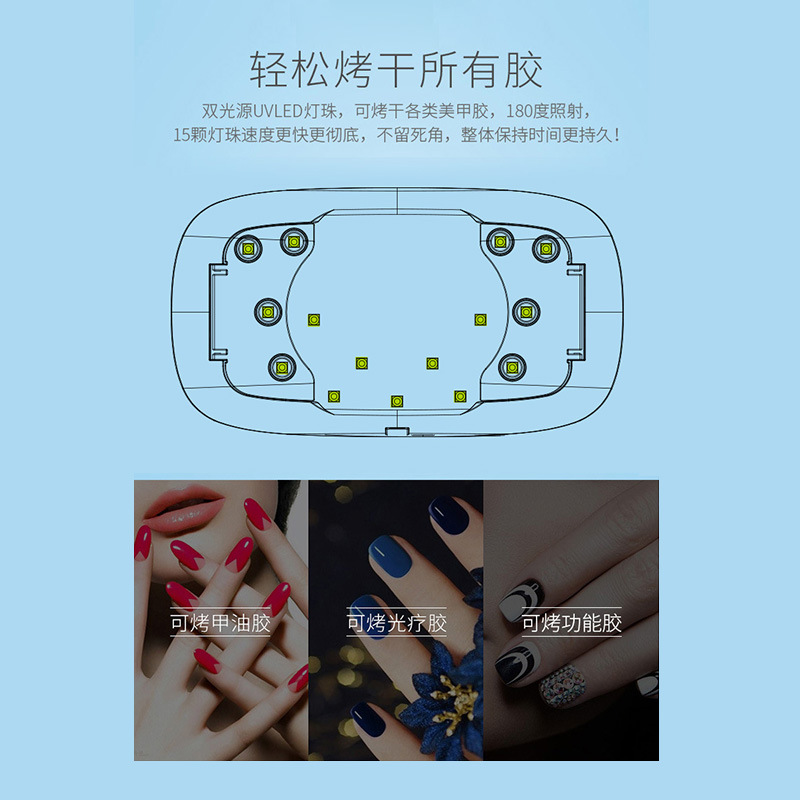 uvled光疗机_mini美甲灯uvled光疗机钰创合成便携可照所有胶支持oem
