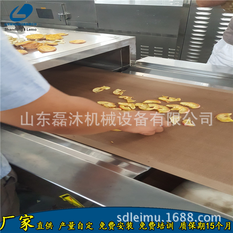 苹果片脱水烘干效果/薯片烘干机微波隧道炉/磊沐微波