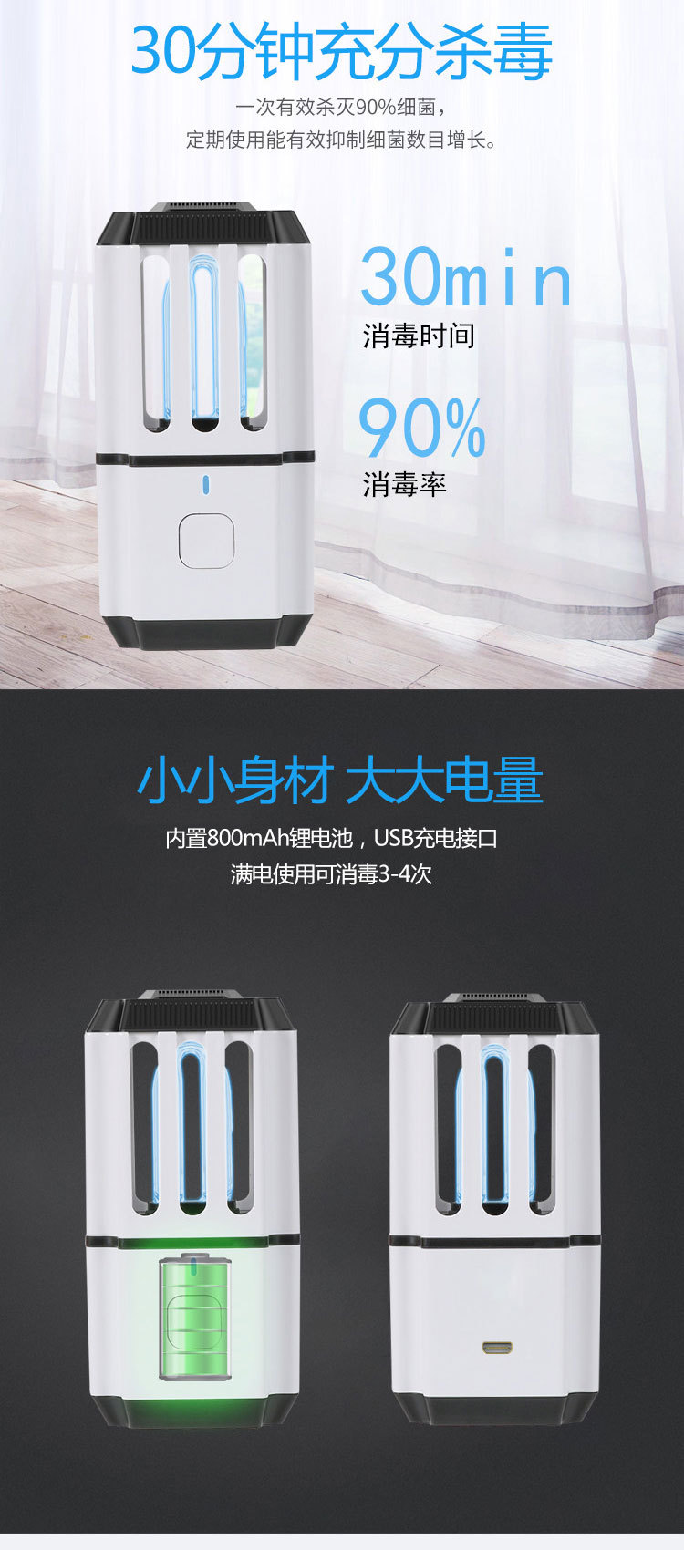 除臭异味消毒灯_充电内衣裤便携车载uv灯手机除臭异味消毒灯