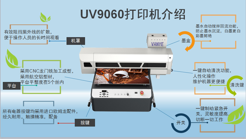 加工平板打印机_小型uv平板打印机手机壳亚克力浮雕印花机皮革智能打印
