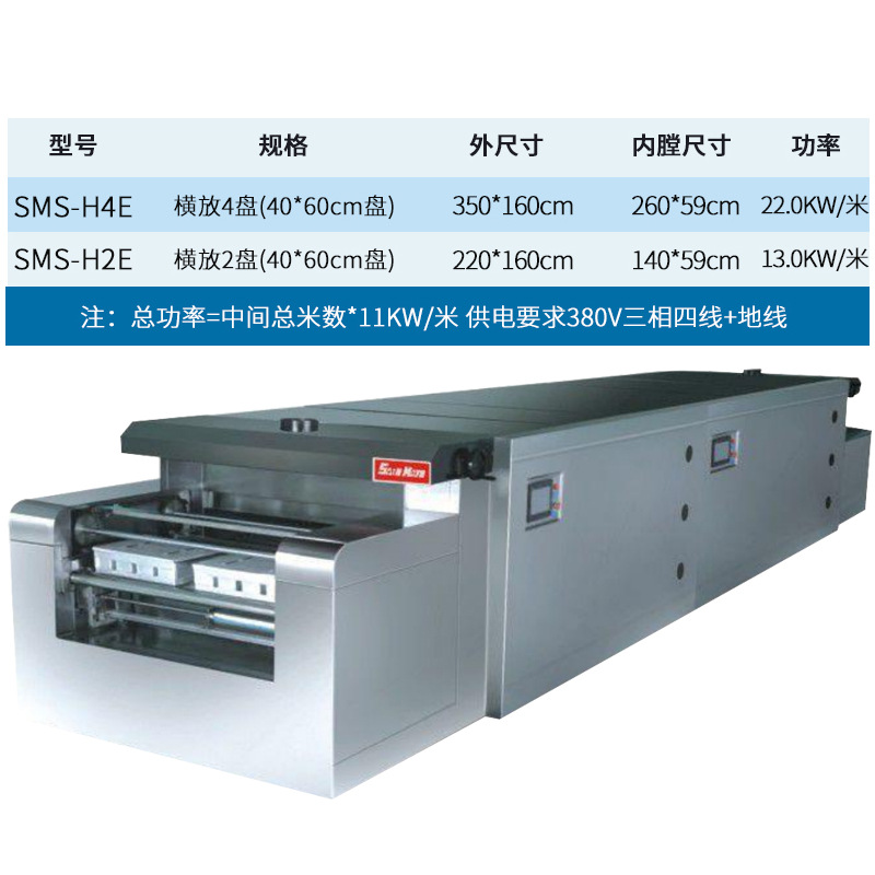 食品隧道炉_三麦sms-h2e食品工业隧道炉电力型烤炉双盘面包蛋糕