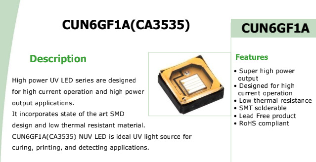 3535紫光灯珠宁海手电筒光源5W365nm3535UVLED荧光检测灯珠
