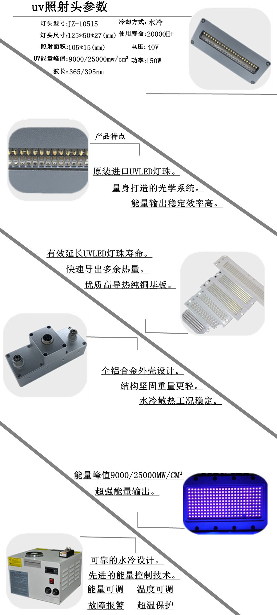 深紫外UVLED光固机105*15面光源喷码打印固化光源小型UV打印机