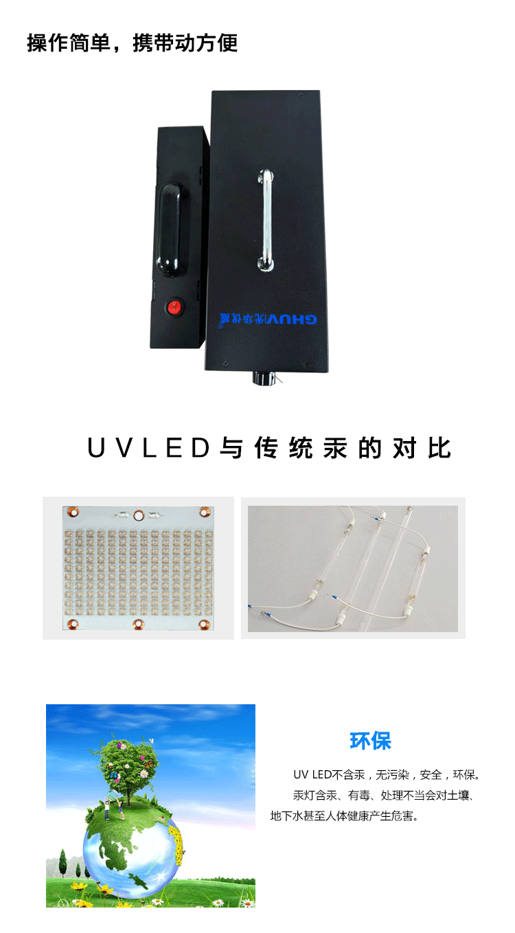 大功率UVled固化灯手提便携式手持胶水光油木蜡油紫外光线固化机