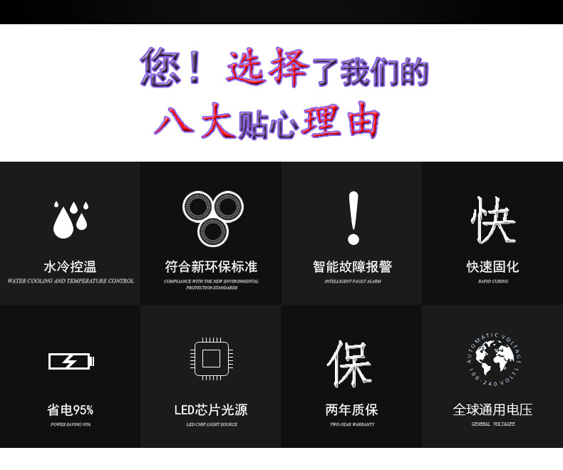 电容屏低温固化灯印铁机加装UV设备低温水冷LEDUV固化系统SCA固化
