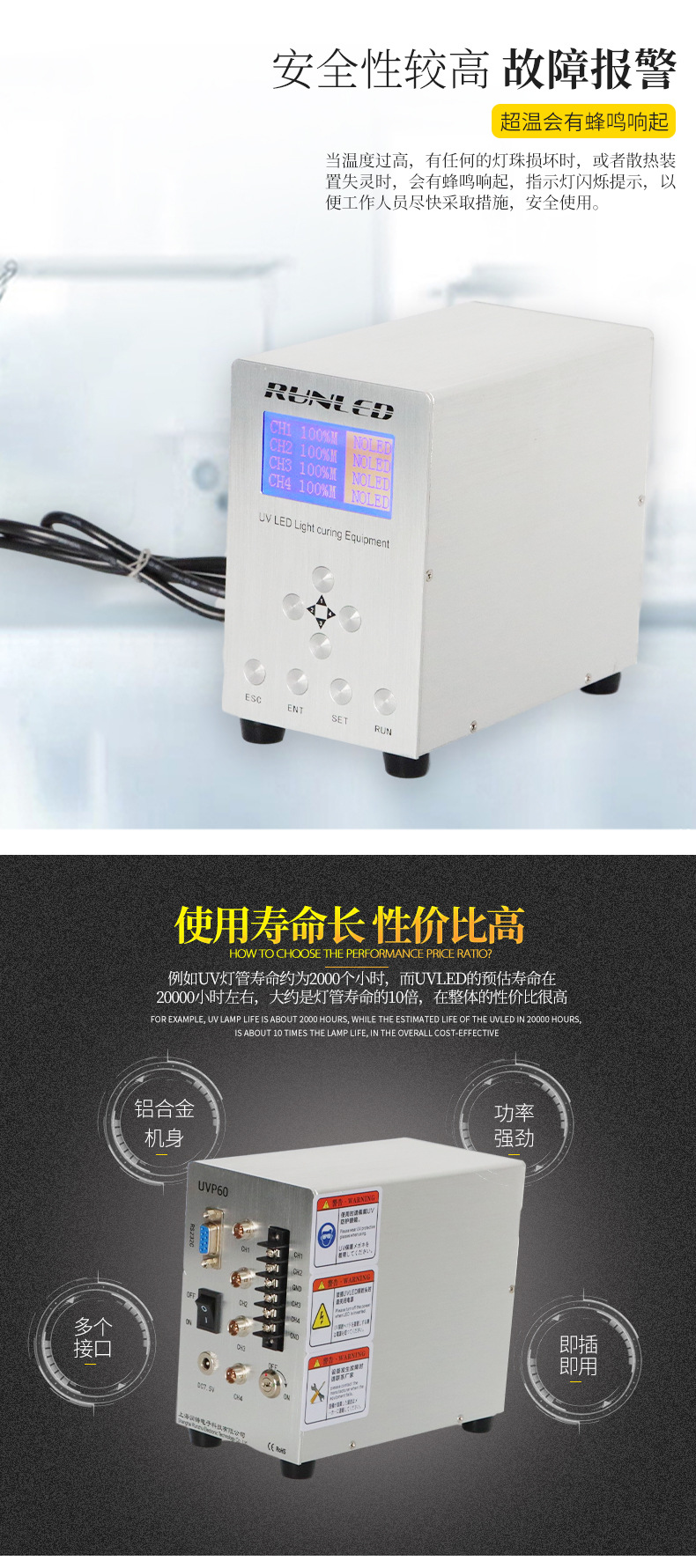 厂家直销点光源uvled点光源控制器4通道紫外线固化油墨胶漆光固机
