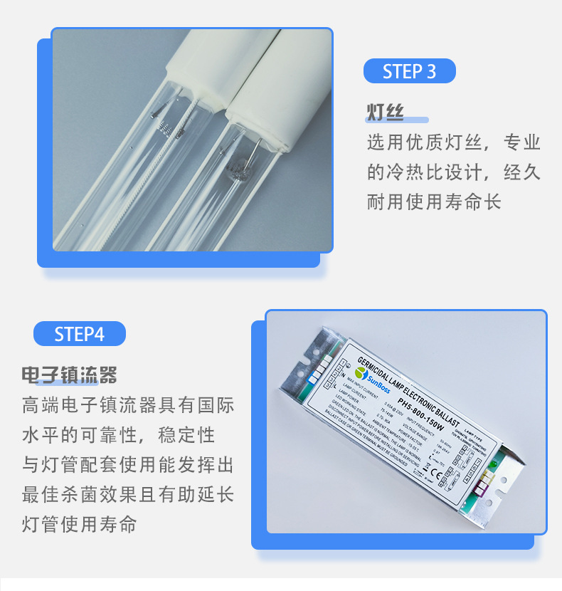 uvc汞齐直管紫外线消毒灯uv光氧光解环保设备废气污水杀菌灯管