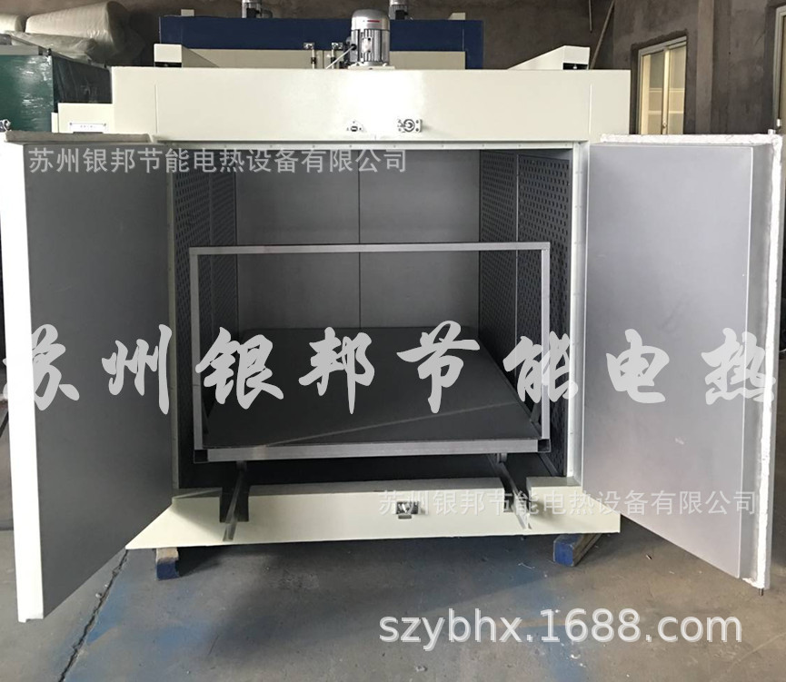 电热鼓风轨道式台车烘箱双开门台车式烘烤箱工业固化炉