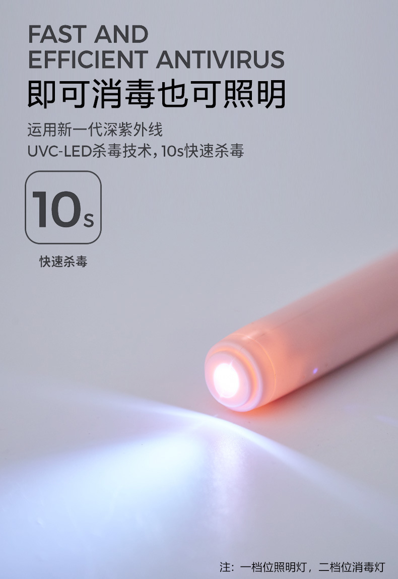 跨境新品便携式手持家用车载灭菌器杀菌灯紫外线消毒棒LED小夜灯