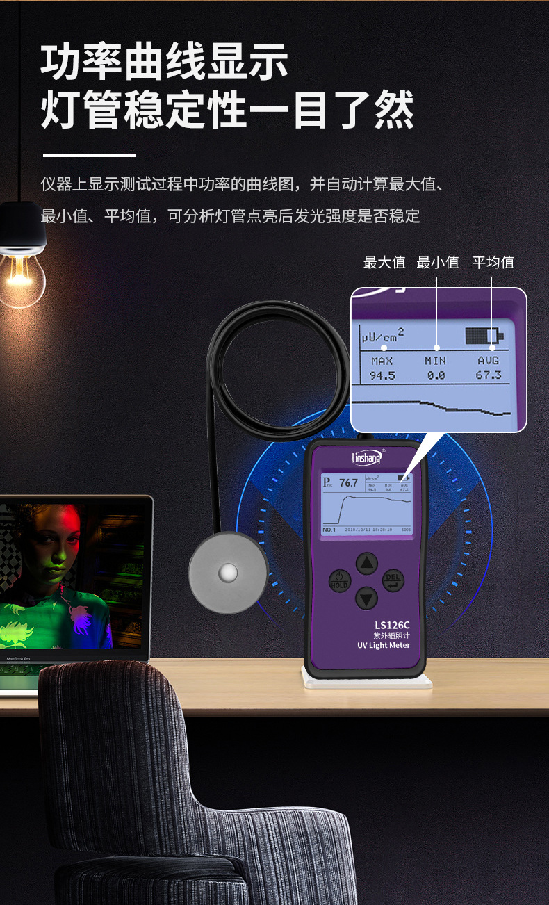 LS126CUVC紫外线杀菌灯测试仪强度检测仪测量紫外辐射照度计现货