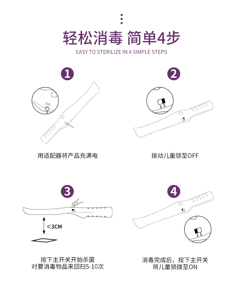 紫外线消毒器_厂家直旅行便携式杀菌灯棒消毒棒uvc紫外线led灯紫外线