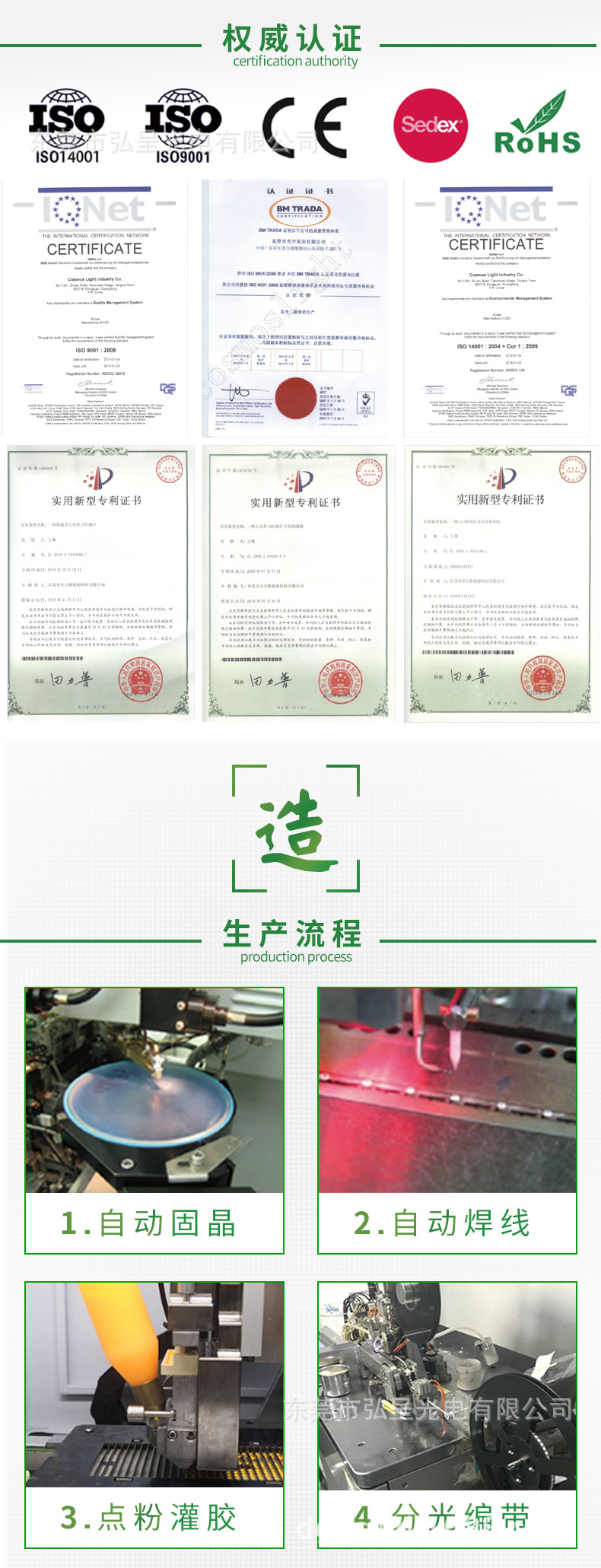 弘呈光电5054美甲固化365+395双波段UVLED凸灯珠大功率紫光1W