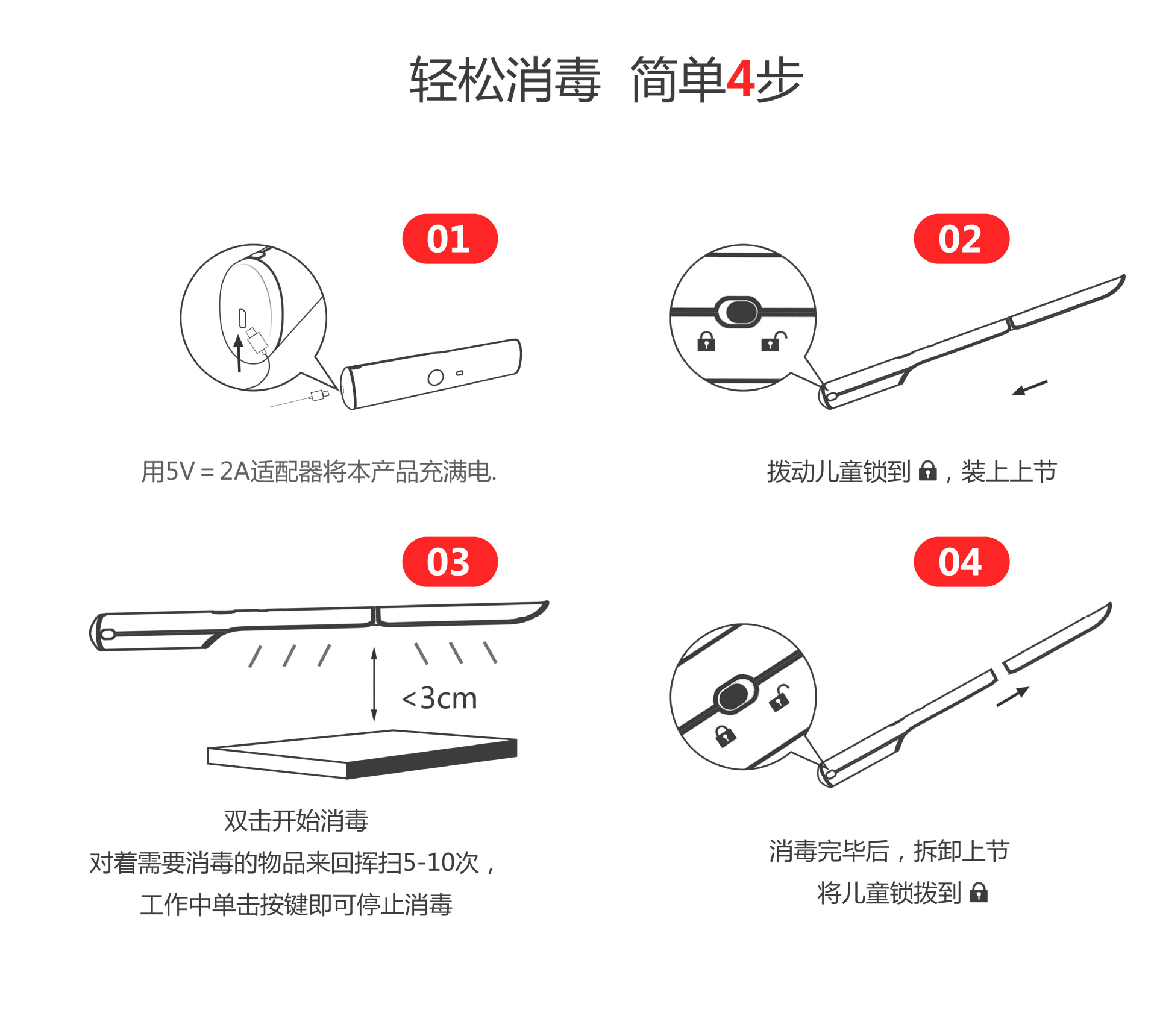 折叠杀菌器_紫外线消毒灯uv家用旅行小型灭菌灯杀菌器