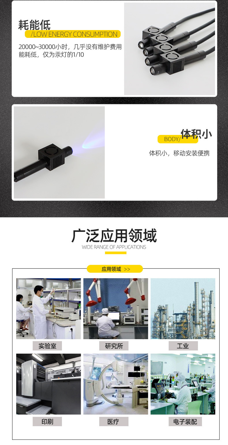 UVLED点光源照射头(带风扇)UV胶黏剂固化干燥UVLED光固机