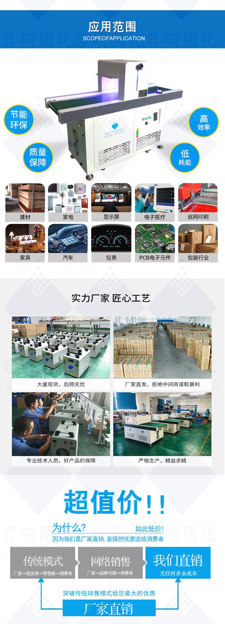 厂家批发UV油墨固化UV涂层固化专注365nmUV涂料固化机厂家君硕