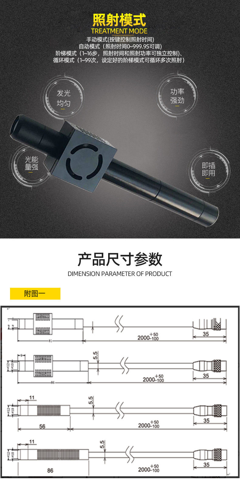 UVLED点光源照射头(带风扇)UV胶黏剂固化干燥UVLED光固机