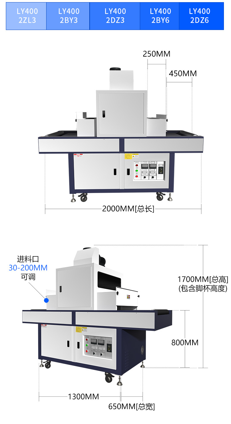 LY400-2BY3光油UV光固化机6kw高配UV固化机两档调光UV隧道炉双灯