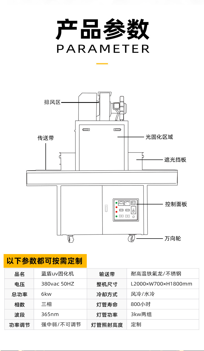蓝盾小型uv干燥隧道炉涂装设备紫外线灯uv固化机uv光固机定制