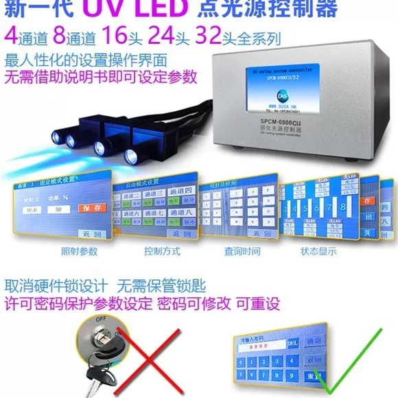 系统点光源固化机_全触屏uv32路控制系统点光源固化机