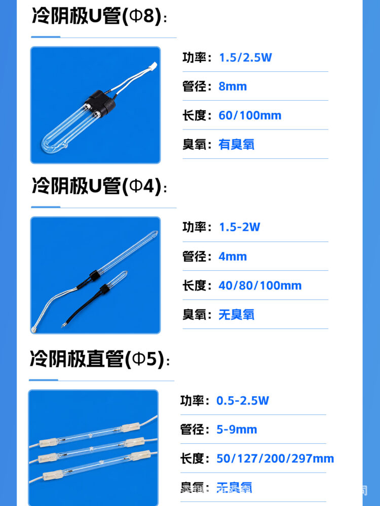 紫外线消毒灯小家电杀菌配件冷阴极灭菌灯牙刷马桶美容仪除螨UV灯