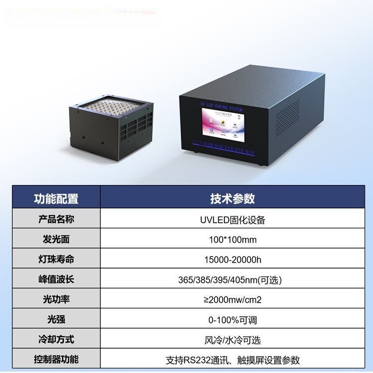 面光源uvled固化灯大功率UV紫外线固化灯100*100mm 365nm固化灯