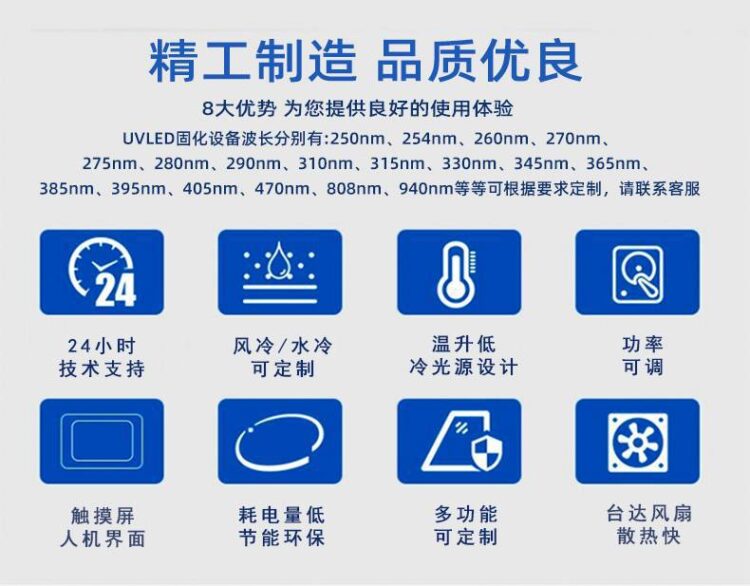 面光源uvled固化灯大功率UV紫外线固化灯100*100mm 365nm固化灯