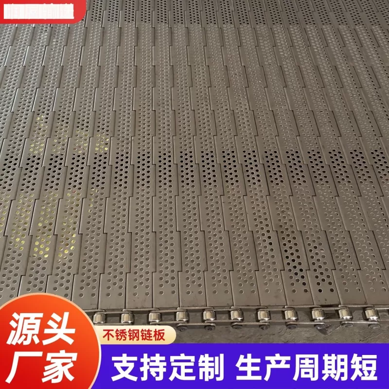 食品级不锈钢链板果蔬坚果烘干流水线链板隧道炉耐高温冲孔链板